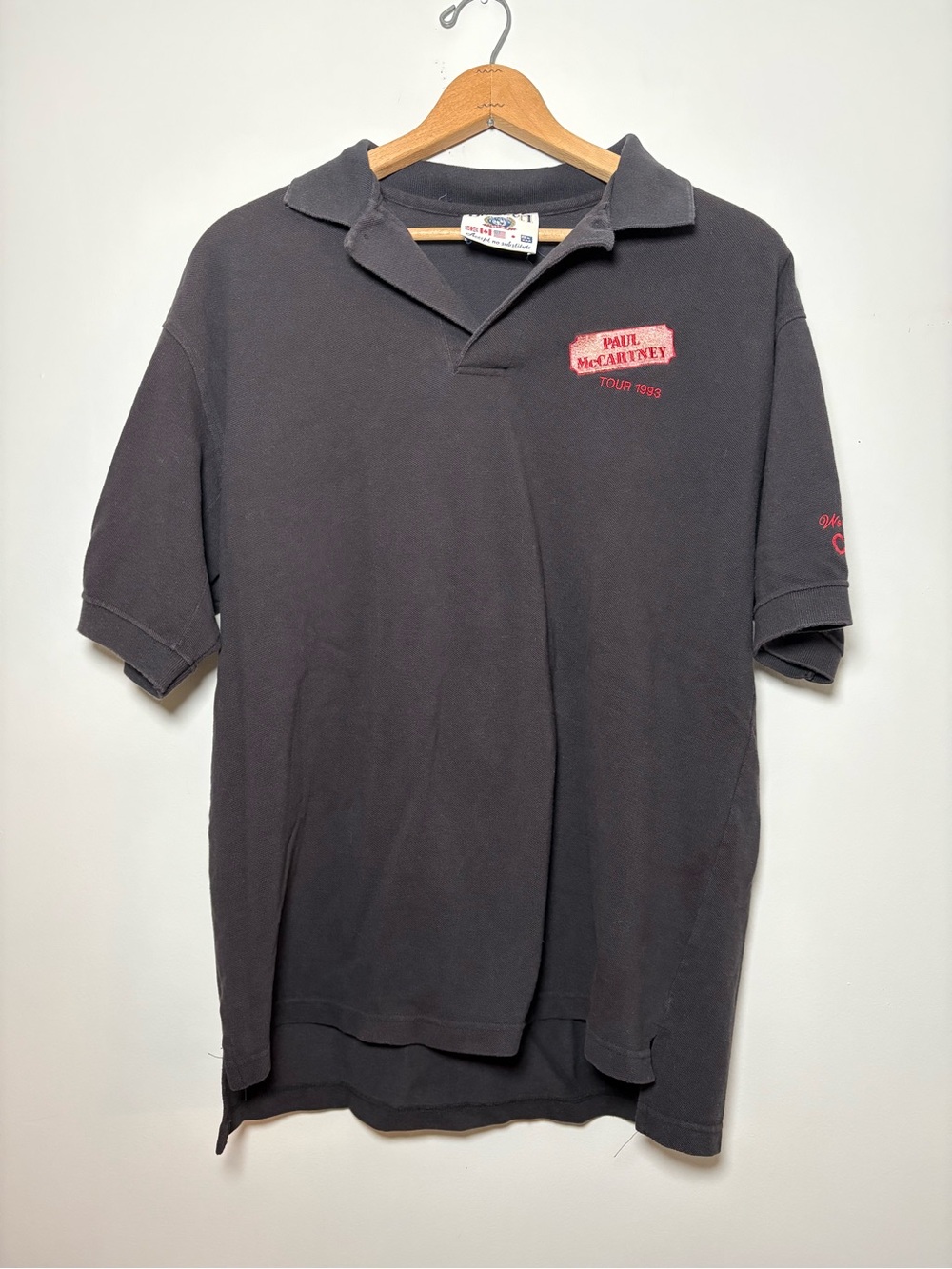 VTG 1993 Paul McCartney Tour Polo Shirt Brockum USA Made Crew Issued Black XL